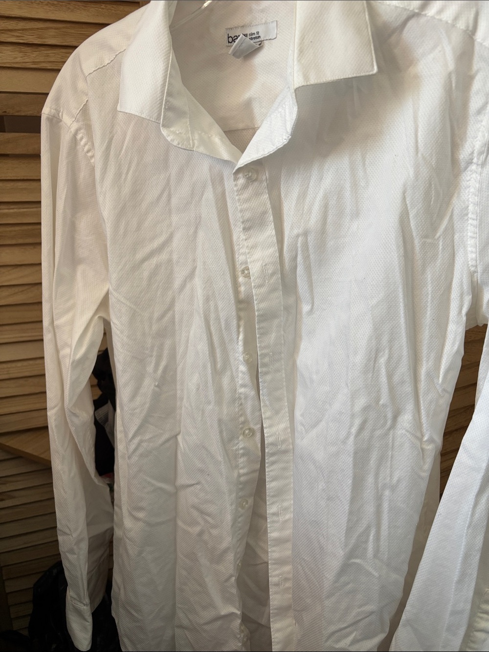 Bar III White Men's Dress Shirt - Spread Collar Medium